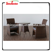 3pcs Rattan Bistro-Set, Rattan Garten Ess-Set, Tisch und Stuhl Restaurant-Set